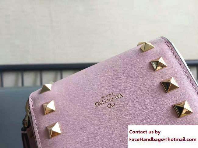 Valentino Calfskin Rockstud Compact Wallet Pink
