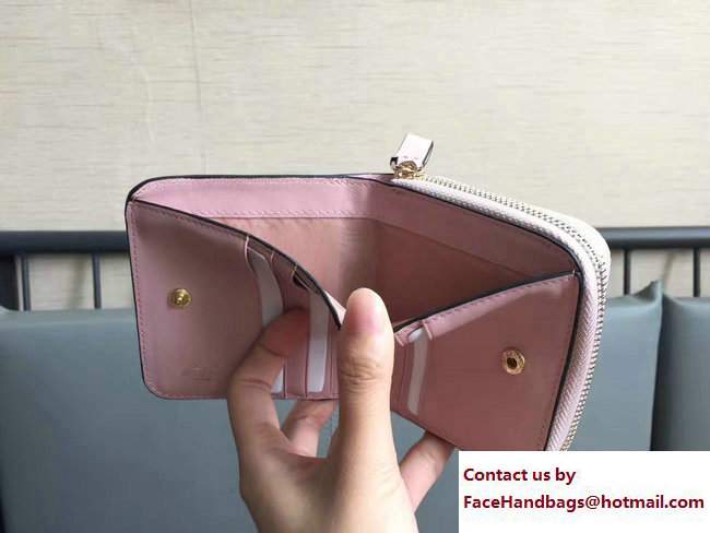 Valentino Calfskin Rockstud Compact Wallet Pink