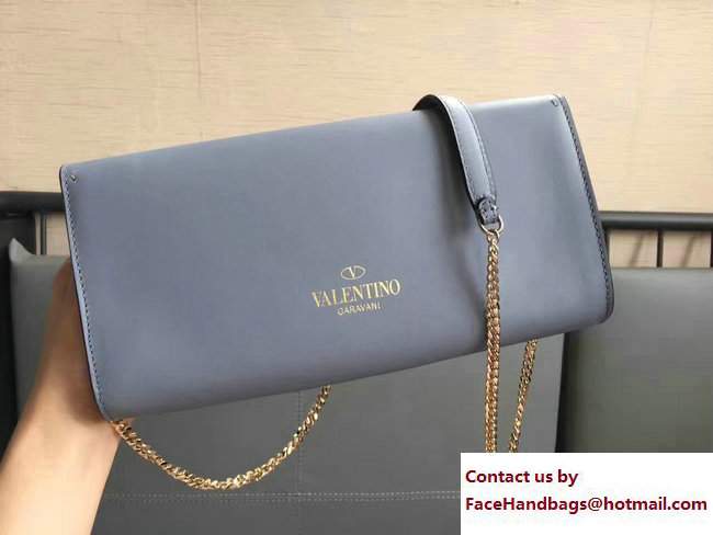 Valentino Demilune Chain Clutch Bag Baby Blue 2017