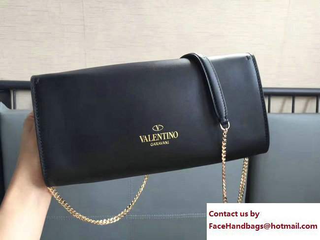 Valentino Demilune Chain Clutch Bag Black 2017