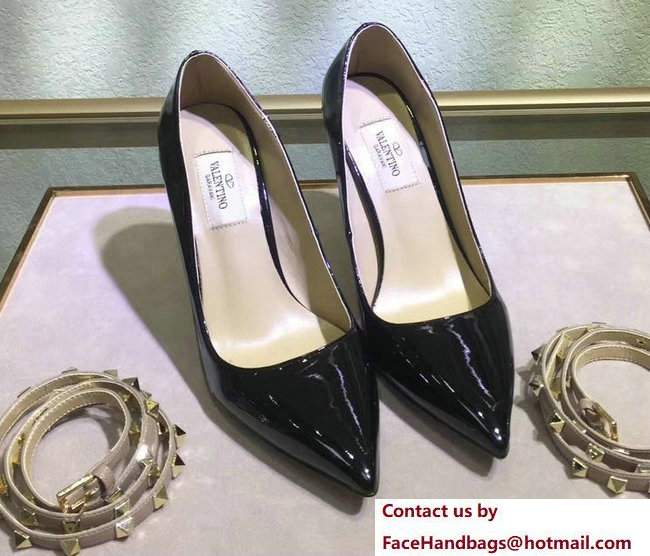 Valentino Heel 9.5cm Studwrap Pumps Patent Leather Black 2017 - Click Image to Close