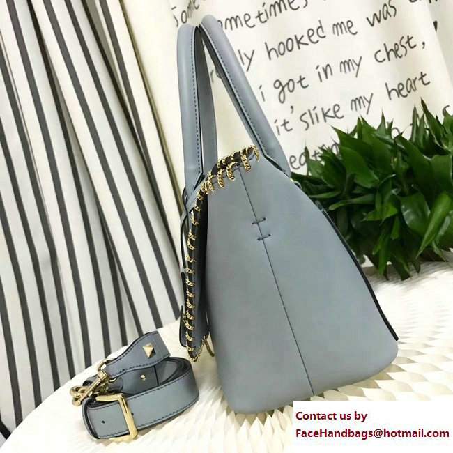 Valentino Inserted Chain Whipstitch Demilune Double Handle Bag Baby Blue 2017 - Click Image to Close