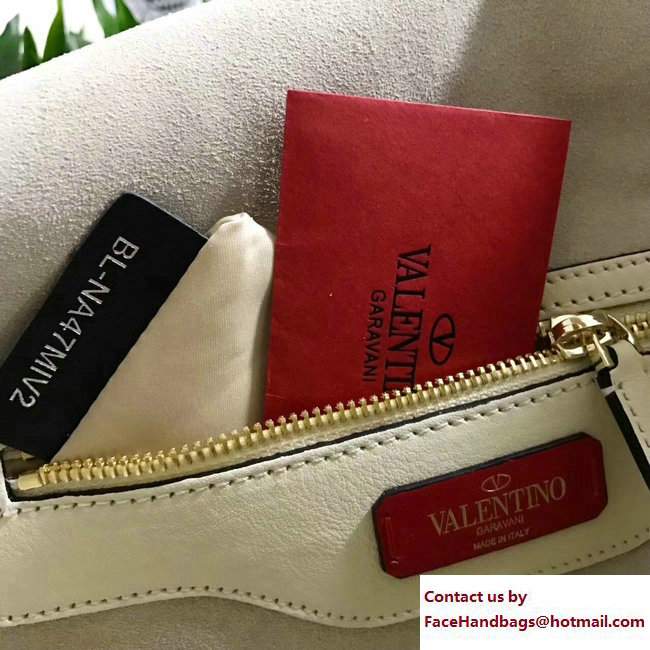 Valentino Inserted Chain Whipstitch Demilune Double Handle Bag Off White 2017 - Click Image to Close
