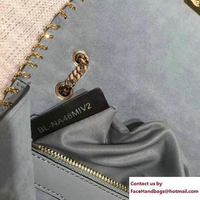 Valentino Inserted Chain Whipstitch Demilune Small Shoulder Bag Baby Blue 2017