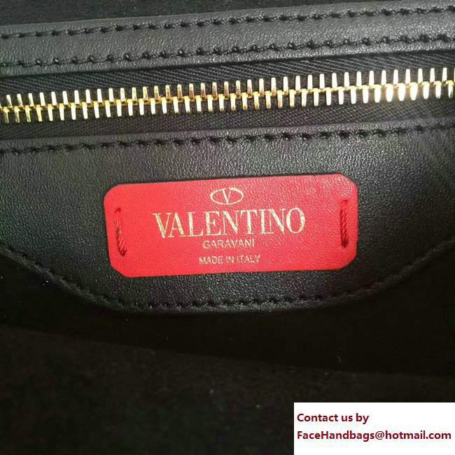 Valentino Inserted Chain Whipstitch Demilune Small Shoulder Bag Black 2017