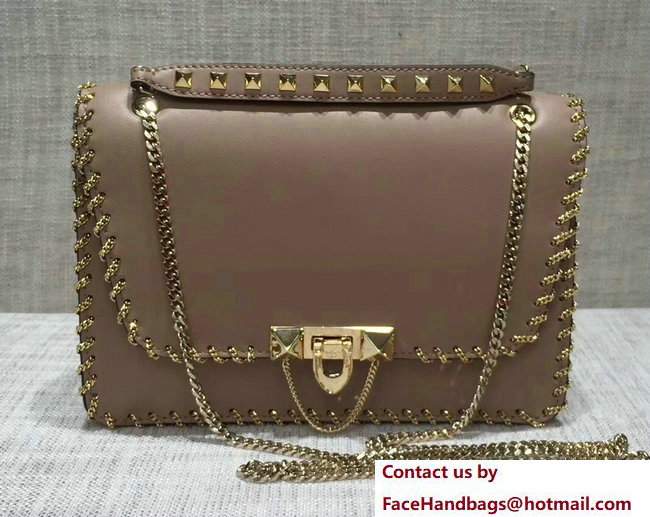 Valentino Inserted Chain Whipstitch Demilune Small Shoulder Bag Caramel 2017 - Click Image to Close