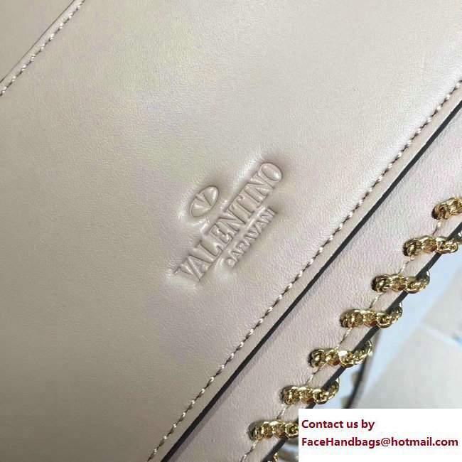 Valentino Inserted Chain Whipstitch Demilune Small Shoulder Bag Caramel 2017