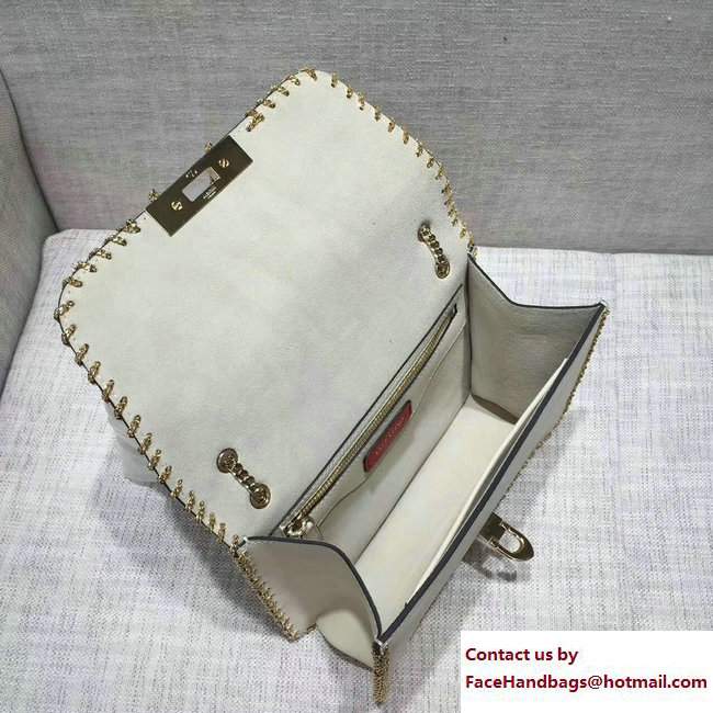 Valentino Inserted Chain Whipstitch Demilune Small Shoulder Bag Off White 2017 - Click Image to Close