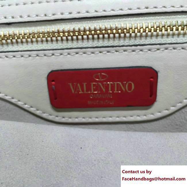 Valentino Inserted Chain Whipstitch Demilune Small Shoulder Bag Off White 2017