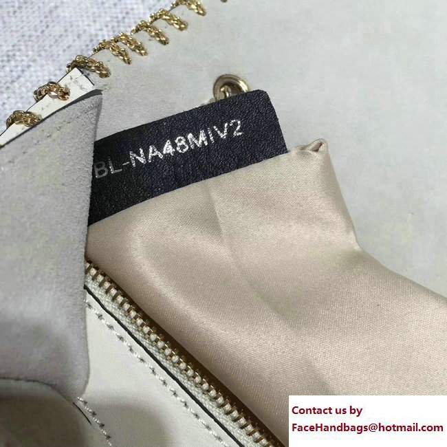 Valentino Inserted Chain Whipstitch Demilune Small Shoulder Bag Off White 2017