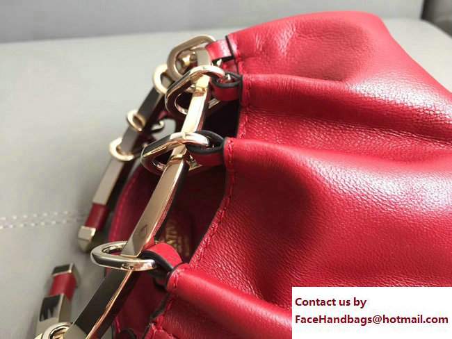 Valentino Metal Ornamental Handle Clutch Bag Red 2017 - Click Image to Close