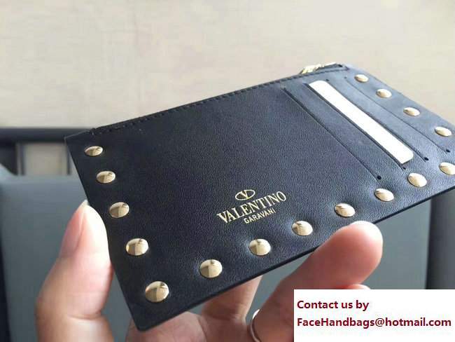 Valentino Rockstud Coin Purse And Card Case Black - Click Image to Close