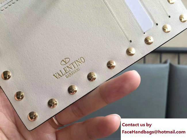 Valentino Rockstud Coin Purse And Card Case Off White