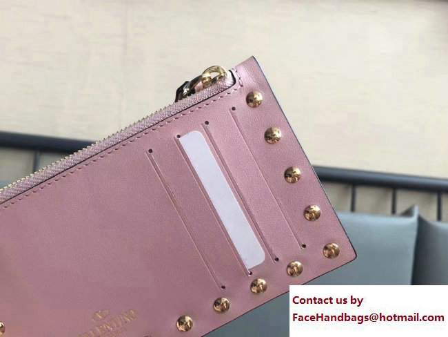 Valentino Rockstud Coin Purse And Card Case Pink