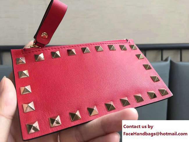 Valentino Rockstud Coin Purse And Card Case Red - Click Image to Close