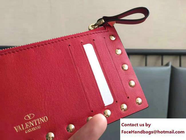 Valentino Rockstud Coin Purse And Card Case Red - Click Image to Close