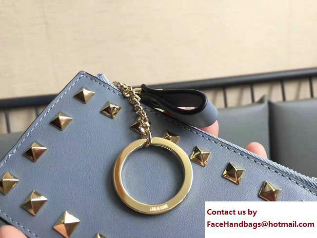 Valentino Rockstud Coin Purse And Key Case Baby Blue - Click Image to Close