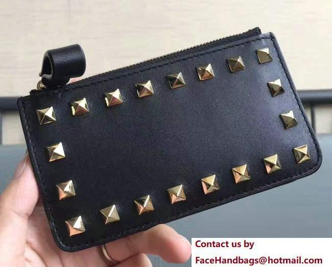 Valentino Rockstud Coin Purse And Key Case Black - Click Image to Close