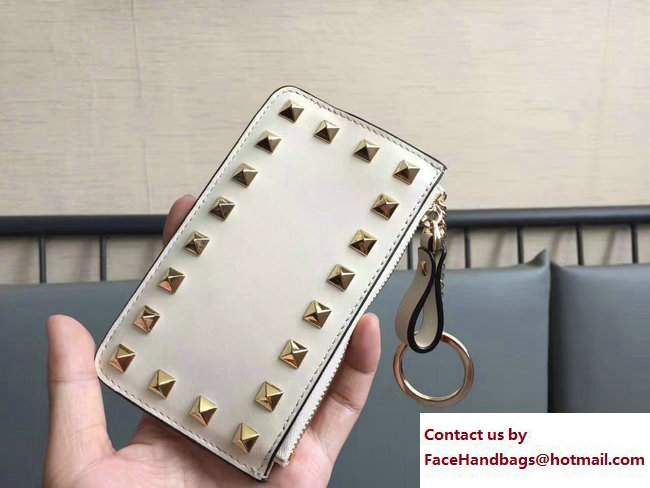 Valentino Rockstud Coin Purse And Key Case Off White - Click Image to Close