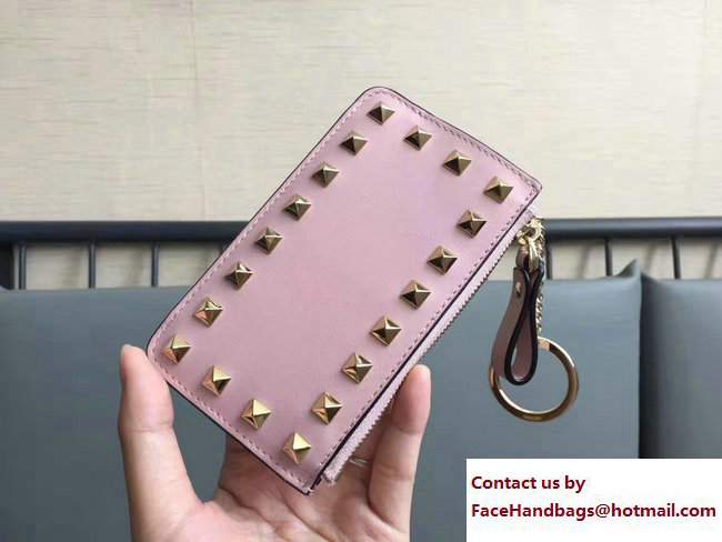 Valentino Rockstud Coin Purse And Key Case Pink - Click Image to Close