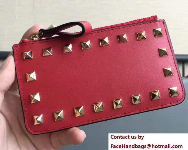 Valentino Rockstud Coin Purse And Key Case Red - Click Image to Close