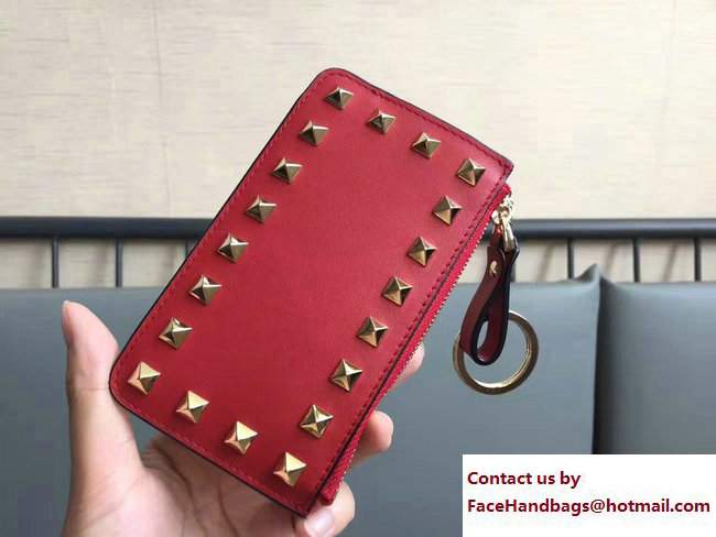 Valentino Rockstud Coin Purse And Key Case Red