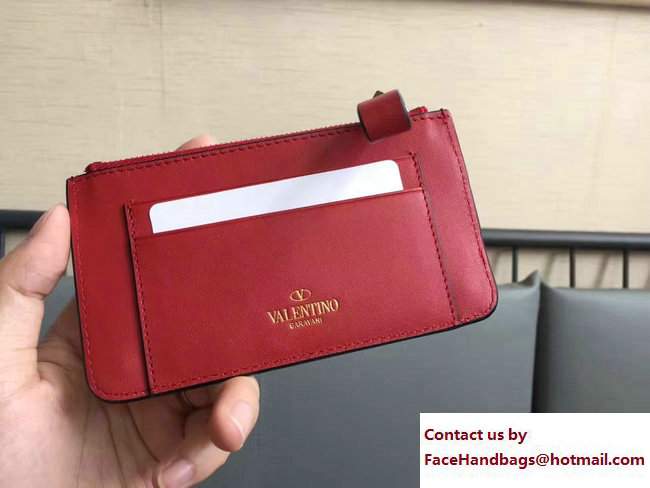 Valentino Rockstud Coin Purse And Key Case Red