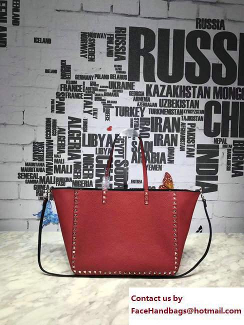 Valentino Rockstud Double Reversible Medium Tote Bag Black/Red - Click Image to Close