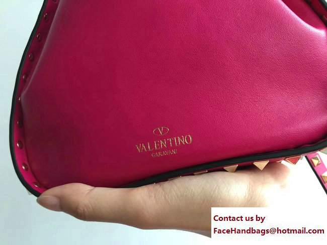Valentino Rockstud Drawstring Bucket Bag Fuchsia Spring 2017