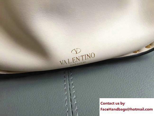 Valentino Rockstud Drawstring Bucket Bag Off White Spring 2017