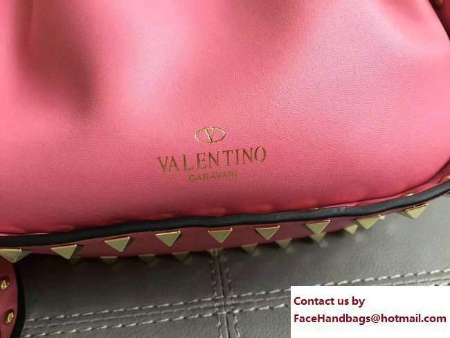 Valentino Rockstud Drawstring Bucket Bag Pink Spring 2017