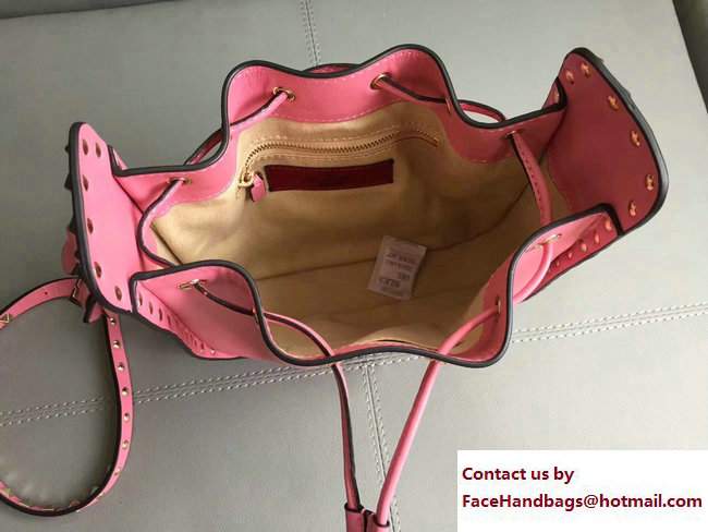 Valentino Rockstud Drawstring Bucket Bag Pink Spring 2017 - Click Image to Close