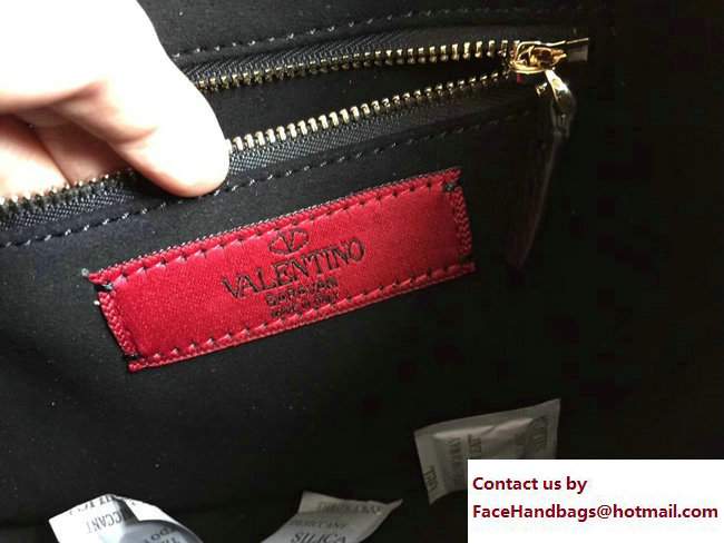 Valentino Rockstud Drawstring Bucket Bag Stampa Alce Textured Black Spring 2017