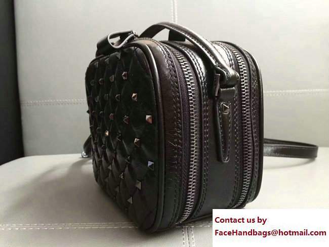 Valentino Rockstud Spike Camera Bag Crinkled Black 2017