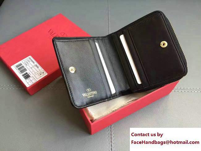Valentino Rockstud Spike Compact Wallet Black