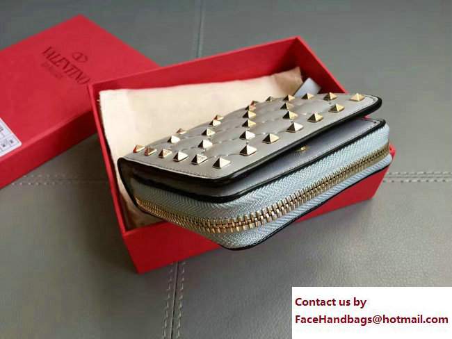 Valentino Rockstud Spike Compact Wallet Pale Blue - Click Image to Close