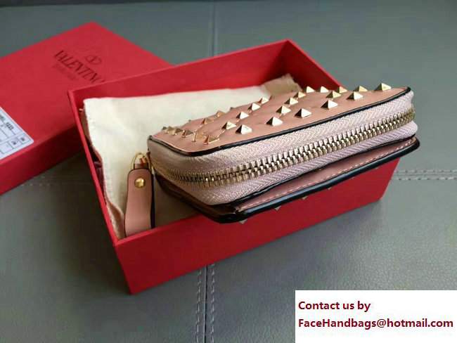 Valentino Rockstud Spike Compact Wallet Pink - Click Image to Close