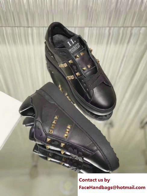 Valentino Rockstud Untitled Lovers Sneakers Black 2017 - Click Image to Close