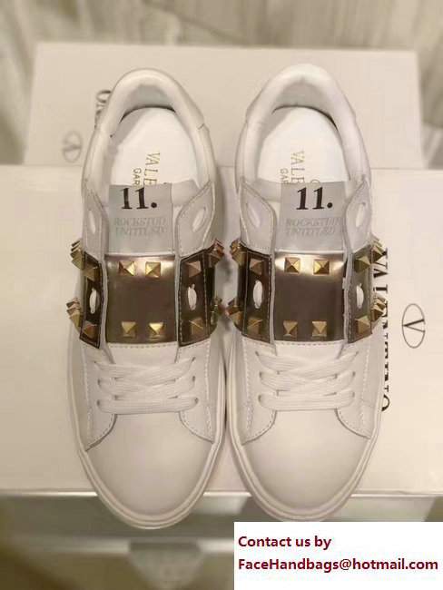 Valentino Rockstud Untitled Lovers Sneakers White/Gold 2017