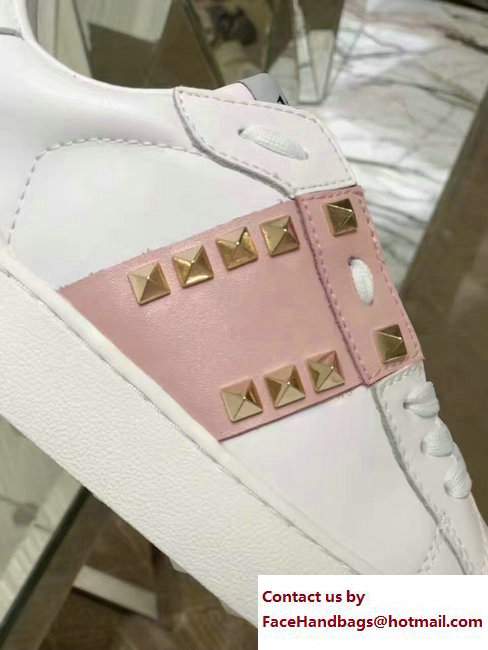 Valentino Rockstud Untitled Lovers Sneakers White/Pink 2017 - Click Image to Close