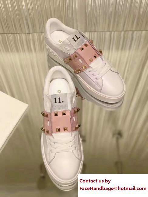 Valentino Rockstud Untitled Lovers Sneakers White/Pink 2017