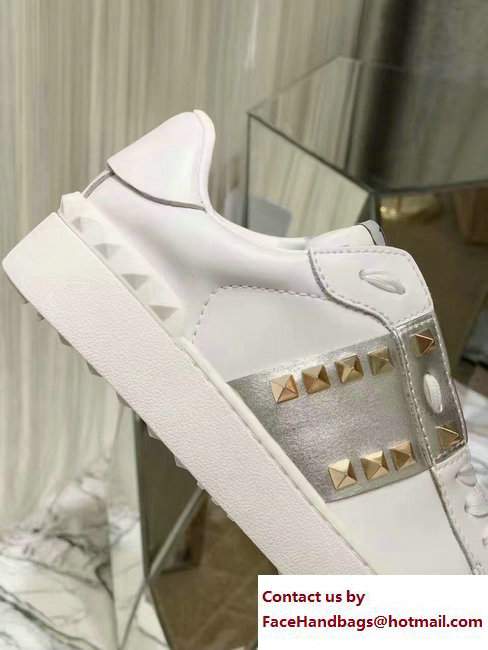 Valentino Rockstud Untitled Lovers Sneakers White/Silver 2017