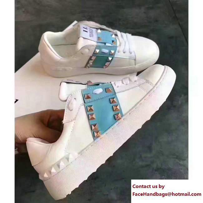 Valentino Rockstud Untitled Lovers Sneakers White/Turquoise 2017