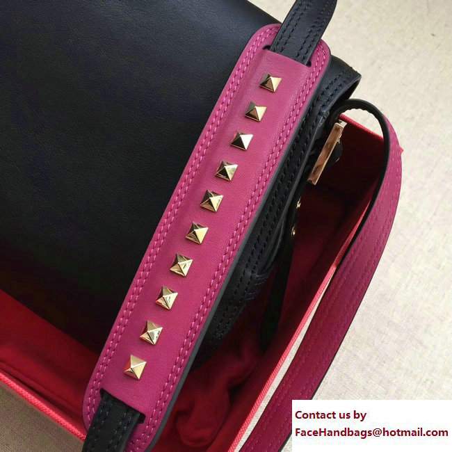 Valentino Ruckstud Strap Leather Shoulder Bag Black 2017 - Click Image to Close