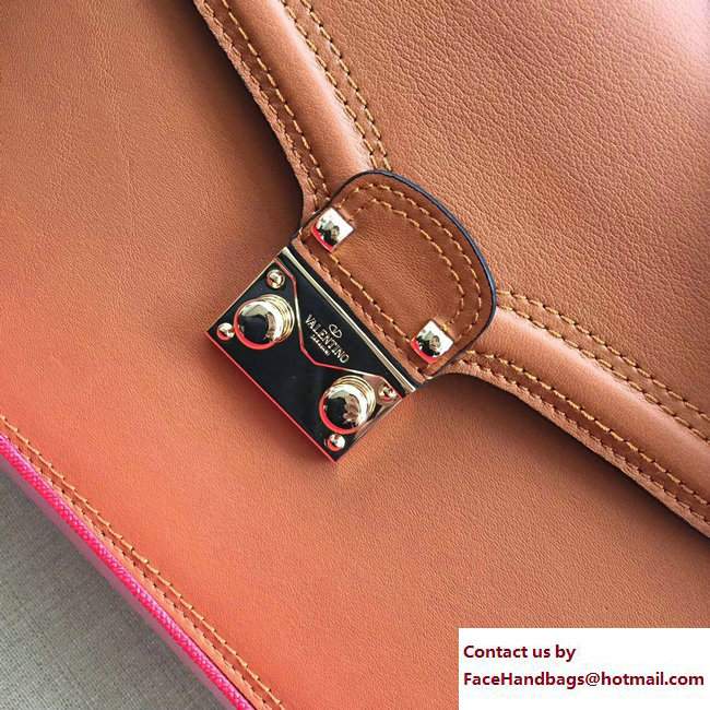 Valentino Ruckstud Strap Leather Shoulder Bag Brown 2017 - Click Image to Close