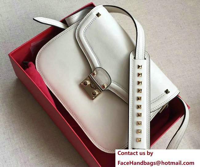 Valentino Ruckstud Strap Leather Shoulder Bag Off White 2017 - Click Image to Close