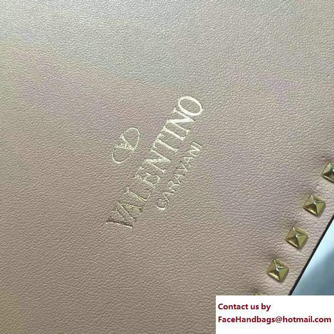 Valentino Stud Stitching Chain Cross-Body Bag Apricot 2017