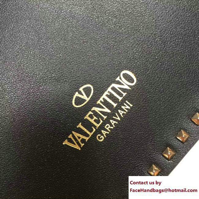 Valentino Stud Stitching Flap Clutch Bag Black 2017