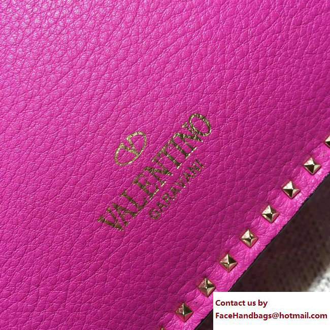 Valentino Stud Stitching Flap Clutch Bag Fuchsia 2017 - Click Image to Close