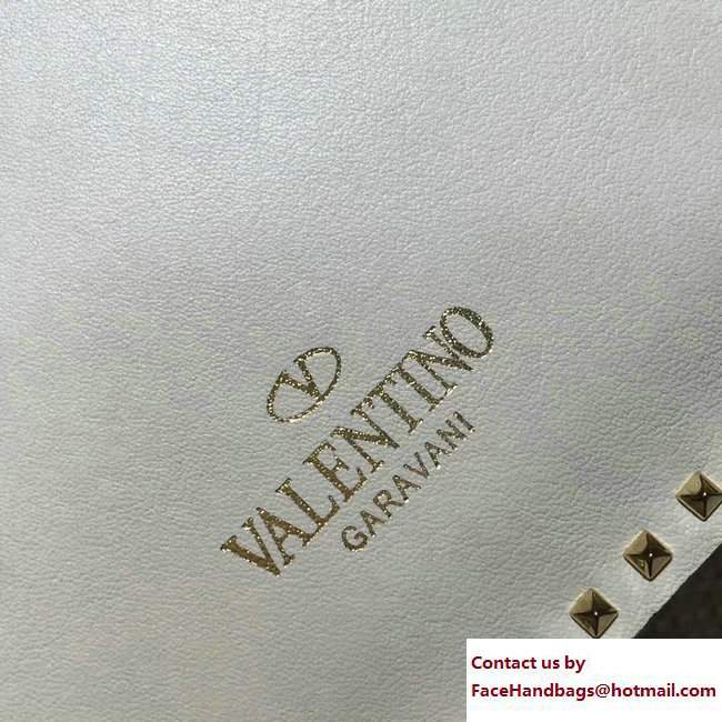 Valentino Stud Stitching Flap Clutch Bag Off White 2017 - Click Image to Close